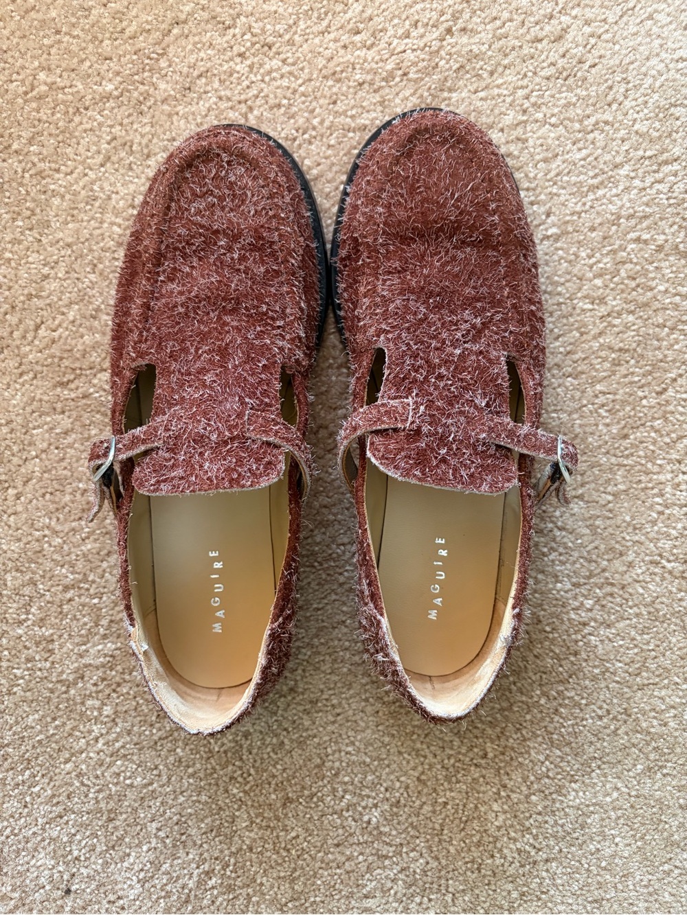 Maguire Zafra- Women's Brown Textured Buckle Loafers